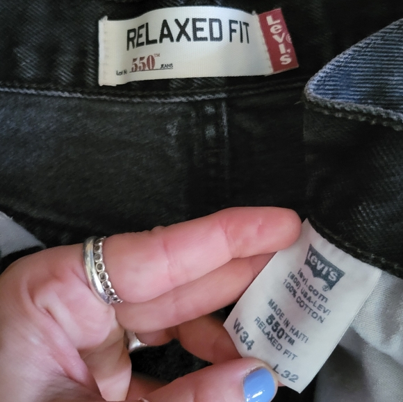 VINTAGE 90s LEVI'S Unisex 550 Relaxed Fit Mom Jeans Black - Picture 8 of 13
